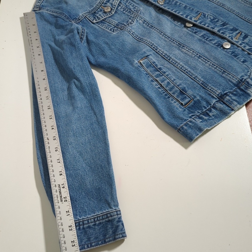 Marco Pecci Denim Jacket Womens 38 US 6 Blue Jean Trucker Denim Cotton Y2K Boxy - Picture 7 of 8